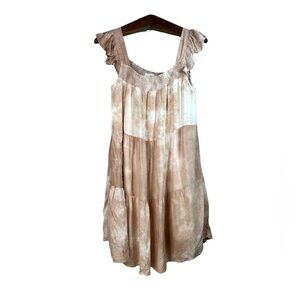 TALULAH Women's Tie Die Smocked Tiered Dress Size L Boho Babydoll Hippie